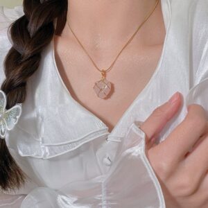Dainty 18K Gold Filled Opal Heart Pendant Choker Necklace - ArtGalleryZen