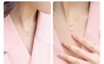 Dainty 18K Gold Filled Rhinestone Inlaid Natural Shell Heart Pendant Necklace - ArtGalleryZen