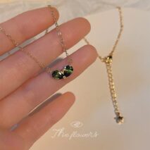 Dainty 24k Gold Plated Emerald Heart Necklace - ArtGalleryZen
