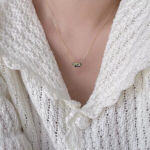 Dainty 24k Gold Plated Emerald Heart Necklace - ArtGalleryZen