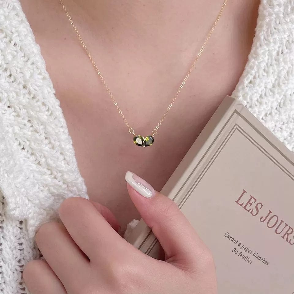 Dainty 24k Gold Plated Emerald Heart Necklace - ArtGalleryZen