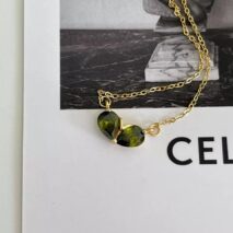 Dainty 24k Gold Plated Emerald Heart Necklace - ArtGalleryZen