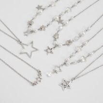 Dainty 6pcs Hollow Star Pendant Pearl Crystal Chain Necklace Set - ArtGalleryZen