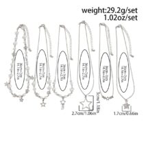 Dainty 6pcs Hollow Star Pendant Pearl Crystal Chain Necklace Set - ArtGalleryZen