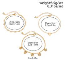 Dainty Butterfly Tassel Heart Charm Anklet Set - ArtGalleryZen