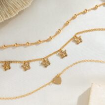 Dainty Butterfly Tassel Heart Charm Anklet Set - ArtGalleryZen