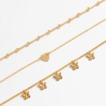 Dainty Butterfly Tassel Heart Charm Anklet Set - ArtGalleryZen