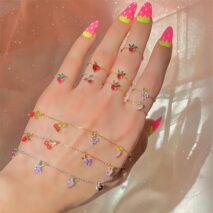 Dainty Colorful Crystal Fruits Bracelet - ArtGalleryZen