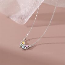 Dainty Colorful CZ Inlaid Butterfly Necklace - ArtGalleryZen