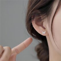 Dainty Colorful CZ Inlaid Silver Butterfly Earrings - ArtGalleryZen