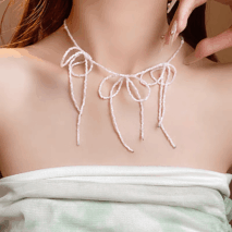 Dainty Colorful Seed Beaded Ribbon Choker Necklace - ArtGalleryZen