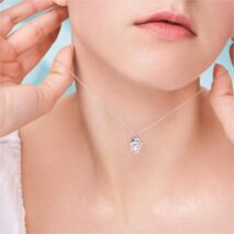 Dainty Crystal Beating Heart Angel Kitty Necklace - ArtGalleryZen
