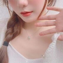 Dainty Crystal Beating Heart Angel Kitty Necklace - ArtGalleryZen