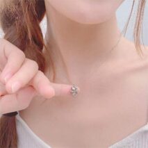 Dainty Crystal Beating Heart Angel Kitty Necklace - ArtGalleryZen