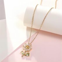 Dainty Crystal Daisy Flower Necklace Earrings Set - ArtGalleryZen