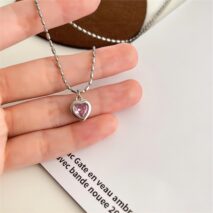 Dainty Crystal Heart Matching Necklace - ArtGalleryZen
