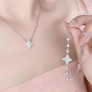 Dainty Crystal Sparkle Necklace Bracelet Set - ArtGalleryZen