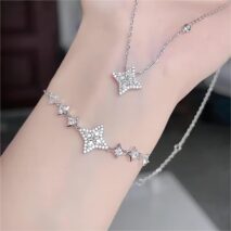 Dainty Crystal Sparkle Necklace Bracelet Set - ArtGalleryZen