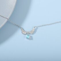 Dainty CZ Inalid Crystal Waterdrop Angel Wings Necklace - ArtGalleryZen
