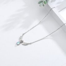 Dainty CZ Inalid Crystal Waterdrop Angel Wings Necklace - ArtGalleryZen