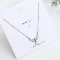 Dainty CZ Inalid Crystal Waterdrop Angel Wings Necklace - ArtGalleryZen