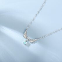 Dainty CZ Inalid Crystal Waterdrop Angel Wings Necklace - ArtGalleryZen