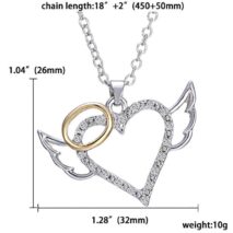 Dainty CZ Inlaid Angel Wing Heart Pendant Necklace - ArtGalleryZen