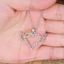 Dainty CZ Inlaid Angel Wing Heart Pendant Necklace - ArtGalleryZen