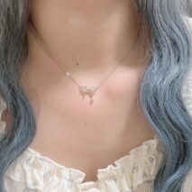 Dainty CZ Inlaid Bowknot Charm Necklace - ArtGalleryZen