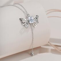 Dainty CZ Inlaid Butterfly Wings Necklace - ArtGalleryZen