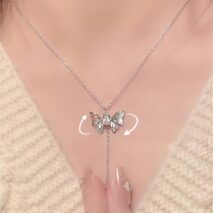 Dainty CZ Inlaid Butterfly Wings Necklace - ArtGalleryZen