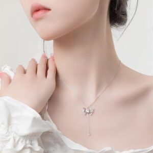 Dainty CZ Inlaid Butterfly Wings Necklace - ArtGalleryZen