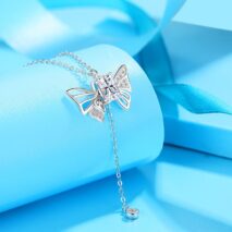 Dainty CZ Inlaid Butterfly Wings Necklace - ArtGalleryZen