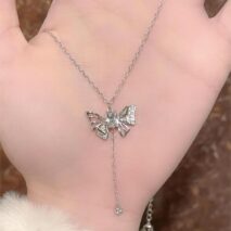 Dainty CZ Inlaid Butterfly Wings Necklace - ArtGalleryZen