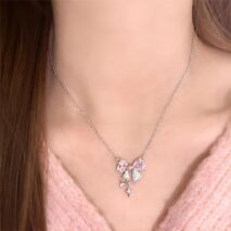 Dainty CZ Inlaid Crystal Bowknot Star Necklace - ArtGalleryZen