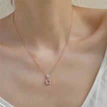 Dainty CZ Inlaid Crystal Cherry Blossom Necklace - ArtGalleryZen