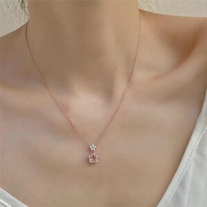 Dainty CZ Inlaid Crystal Cherry Blossom Necklace - ArtGalleryZen