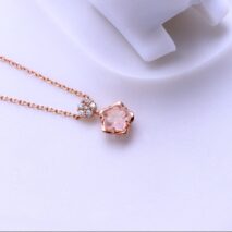 Dainty CZ Inlaid Crystal Cherry Blossom Necklace - ArtGalleryZen