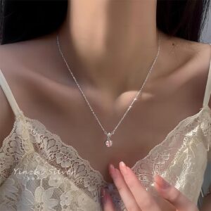 Dainty CZ Inlaid Crystal Cherry Blossom Necklace - ArtGalleryZen