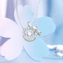 Dainty CZ Inlaid Crystal Rolling Heart Cinnamoroll Necklace - ArtGalleryZen