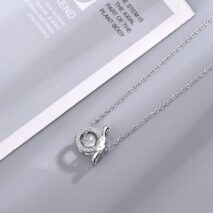 Dainty CZ Inlaid Crystal Rolling Heart Cinnamoroll Necklace - ArtGalleryZen