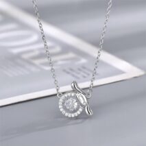 Dainty CZ Inlaid Crystal Rolling Heart Cinnamoroll Necklace - ArtGalleryZen