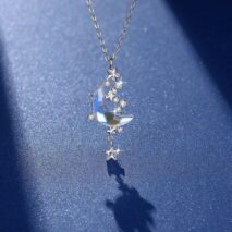 Dainty CZ Inlaid Crystal Star Moon Phase Necklace - ArtGalleryZen