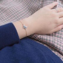 Dainty CZ Inlaid Enamel Butterfly Necklace Bracelet Set - ArtGalleryZen