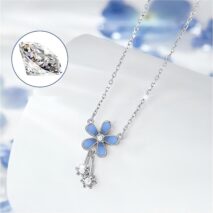 Dainty CZ Inlaid Enamel Daisy Necklace - ArtGalleryZen