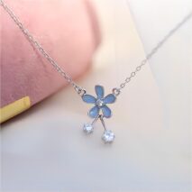 Dainty CZ Inlaid Enamel Daisy Necklace - ArtGalleryZen