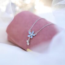 Dainty CZ Inlaid Enamel Daisy Necklace - ArtGalleryZen