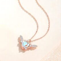 Dainty CZ Inlaid Heart Wings Necklace - ArtGalleryZen