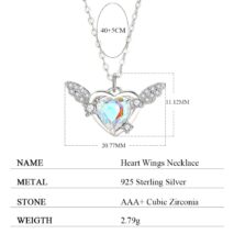 Dainty CZ Inlaid Heart Wings Necklace - ArtGalleryZen