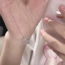 Dainty CZ Inlaid Hello Kitty Necklace - ArtGalleryZen
